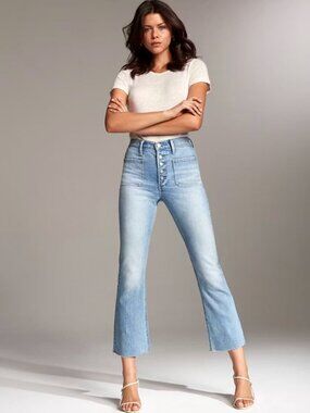 Denim Forum Bailey High Rise Flare Crop Jean Size 26